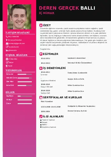İç Mimar Cv Örnekleri cv indir